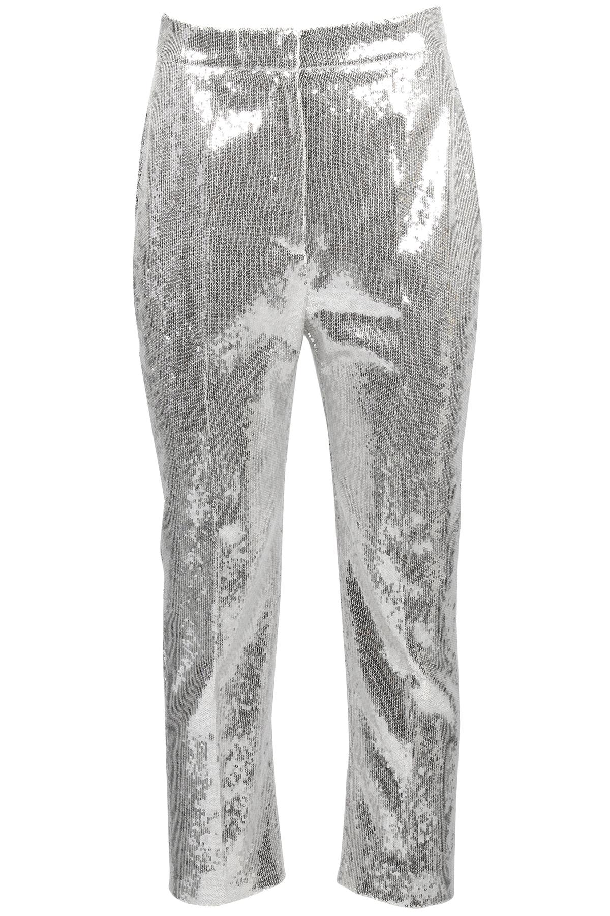 ALEXANDER MCQUEEN SILVER SEQUIN STRAIGHT LEG PANTS IT 42 UK 10