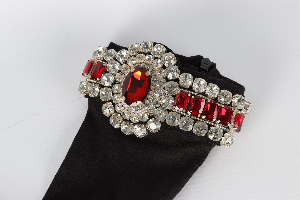 DAVID KOMA BLACK CRYSTAL AND JERSEY GLOVES MEDIUM
