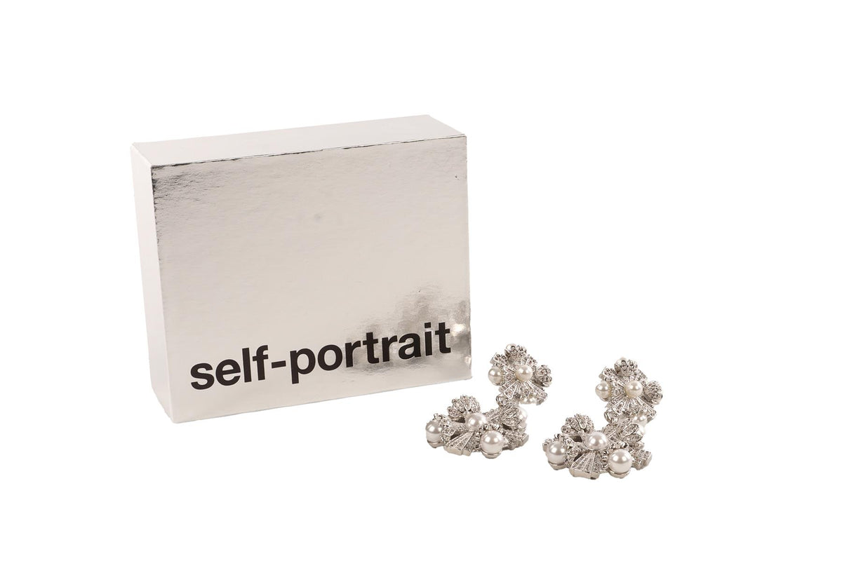 SELF PORTRAIT SILVER CLIP EARRINGS