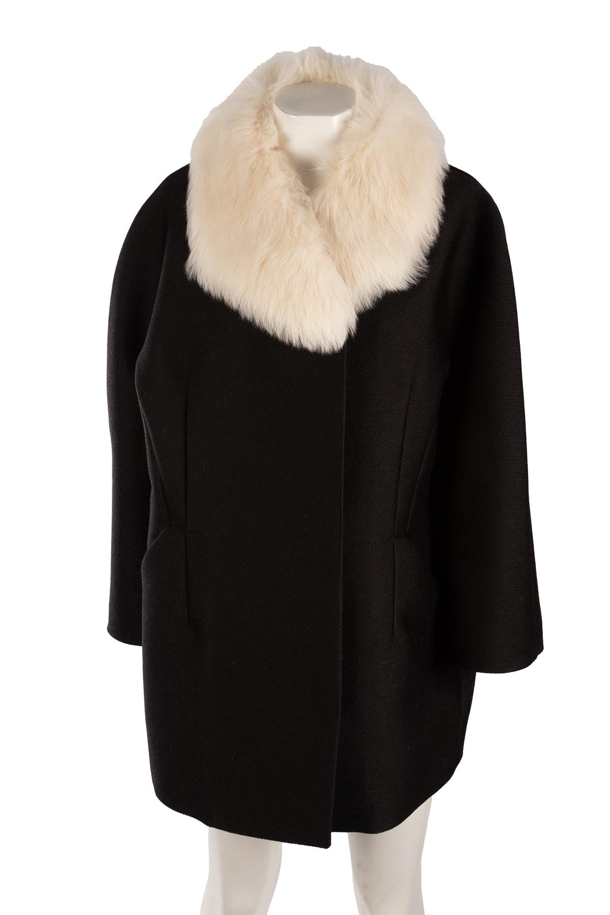 PRADA BLACK WOOL COAT IT 44 UK 12