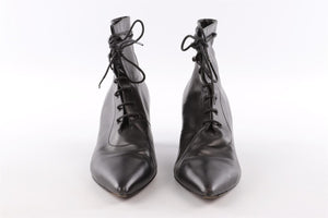 SAINT LAURENT BLACK LEATHER ANKLE BOOTS EU 40 UK 7 US 10