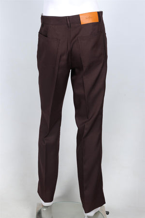 SECOND LAYER BROWN MEN'S WOVEN STRAIGHT LEG PANTS IT 46 UK/US WAIST 30