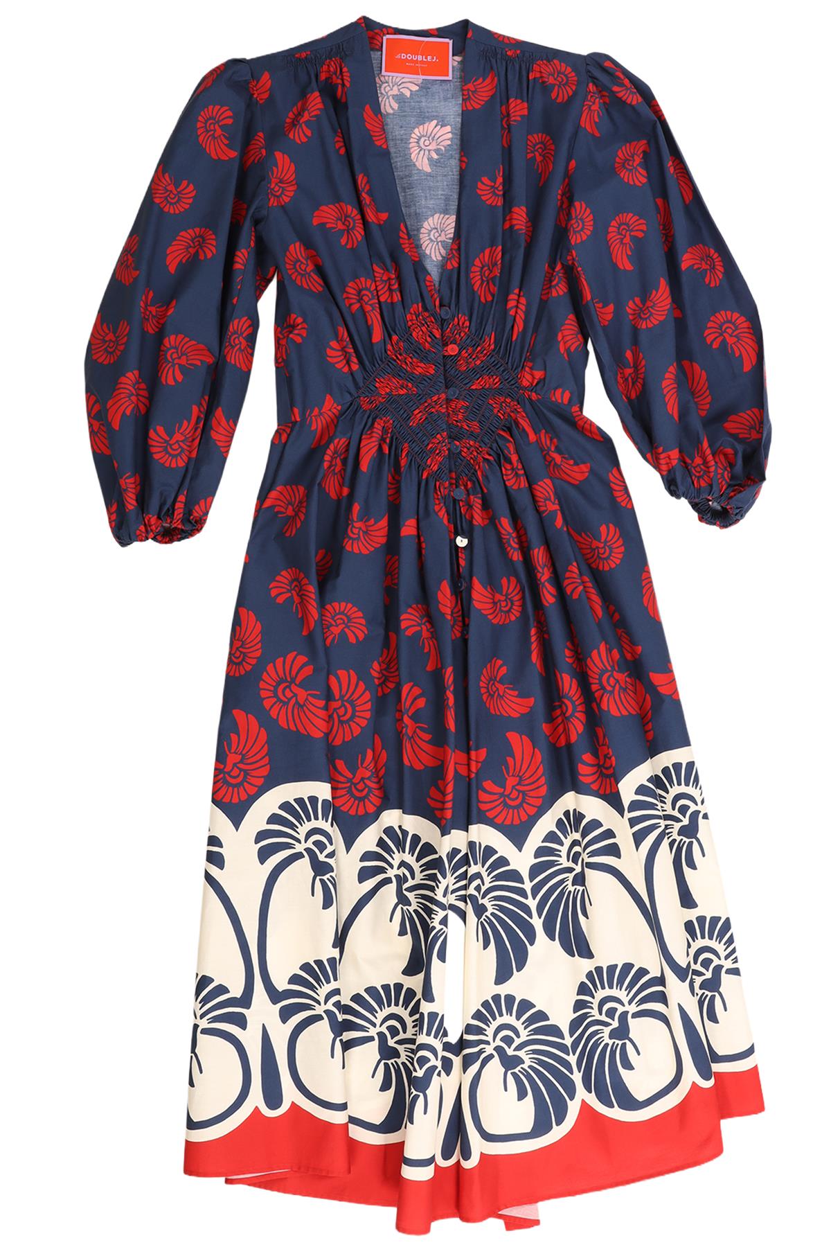 LA DOUBLEJ NAVY COTTON MIDI DRESS XSMALL