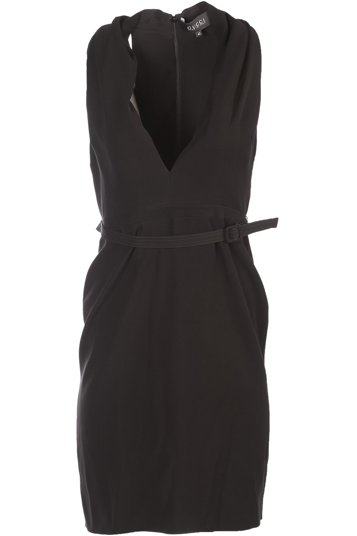 GUCCI BLACK WOVEN MIDI DRESS IT 42 UK 10