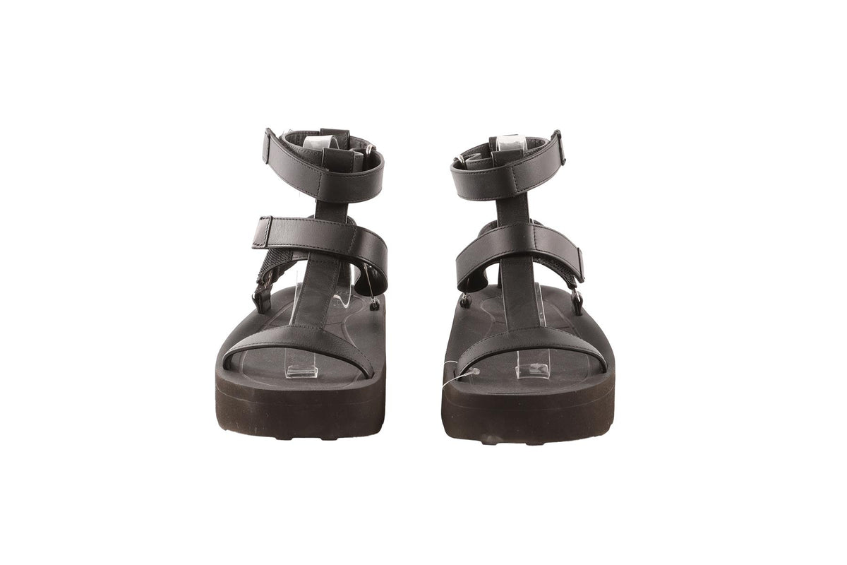 HERMÈS BLACK ENID LEATHER PLATFORM SANDALS EU 36 UK 3 US 6