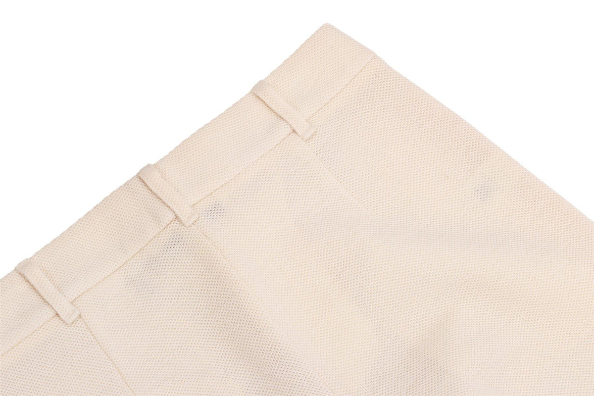CREAM WOOL STRAIGHT LEG PANTS