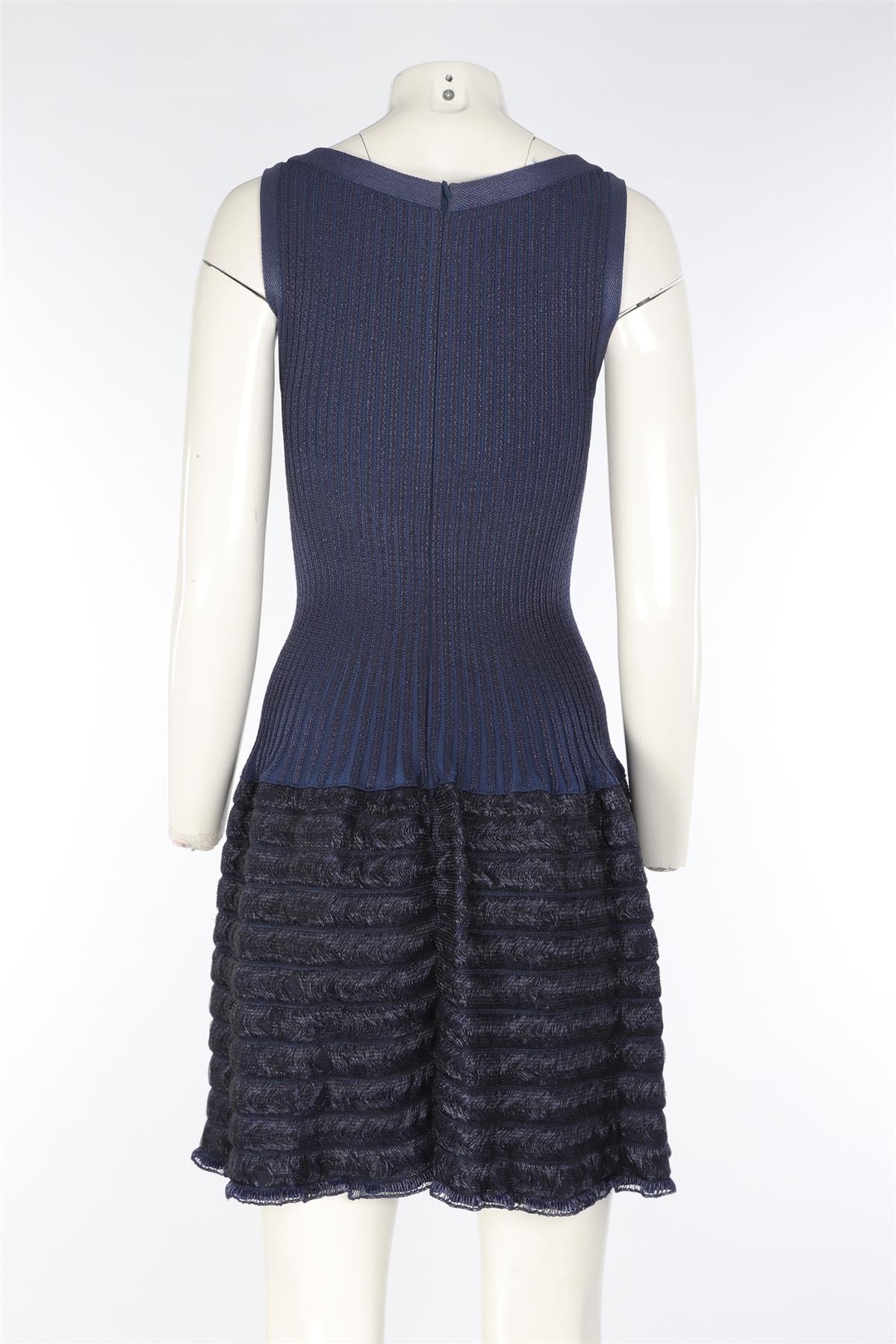 ALAÏA NAVY KNIT MINI DRESS FR 38 UK 10