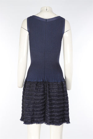 ALAÏA NAVY KNIT MINI DRESS FR 38 UK 10