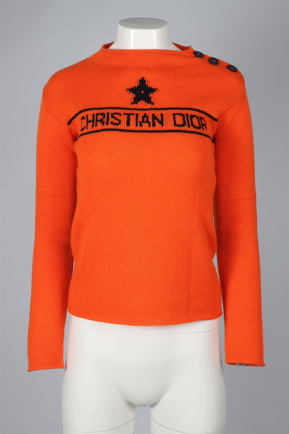 CHRISTIAN DIOR ORANGE CASHMERE SWEATER FR 34 UK 6