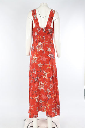 EMPORIO SIRENUSE RED SILK MAXI DRESS IT 42 UK 10