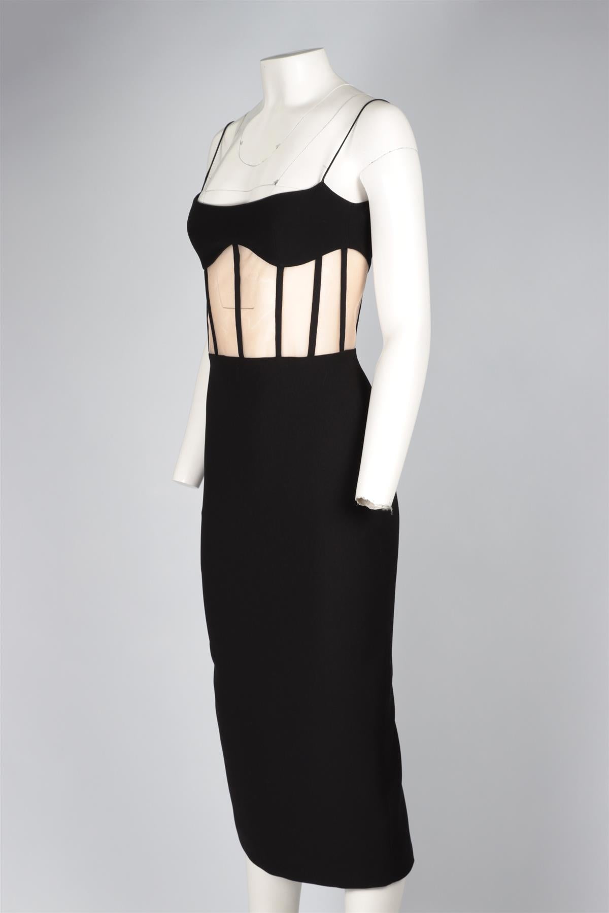 RASARIO BLACK CADY MIDI DRESS FR 36 UK 8