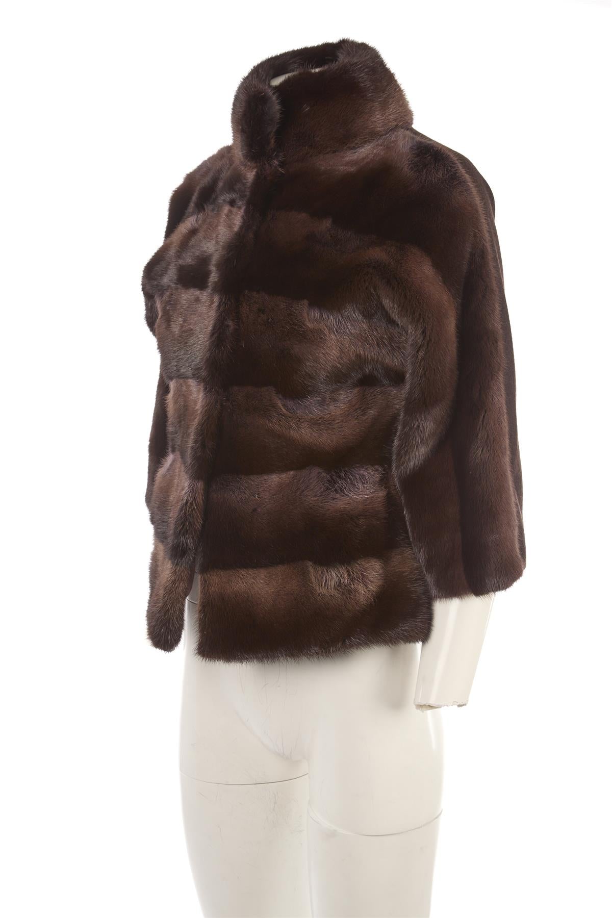 VICEDOMINI BROWN MINK FUR JACKET XSMALL