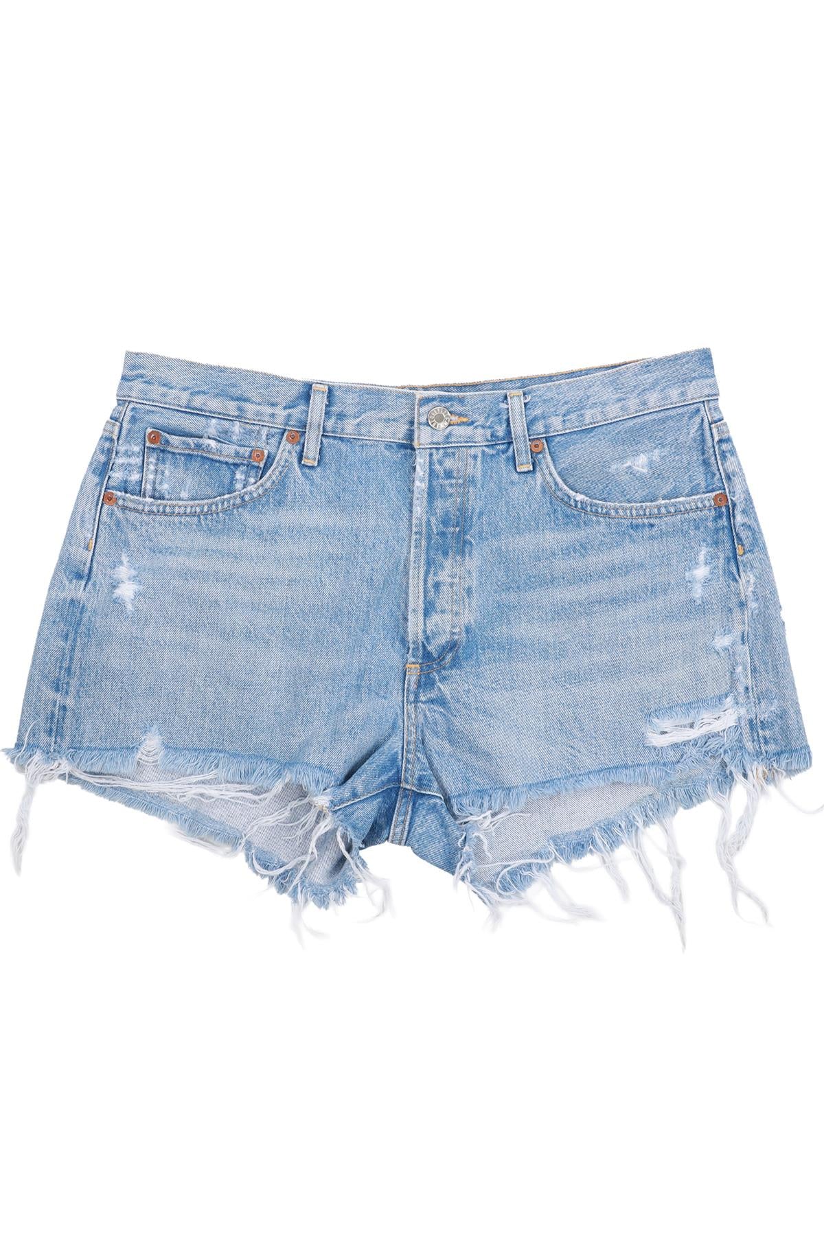 AGOLDE BLUE HIGH RISE DENIM SHORTS W30 UK 12