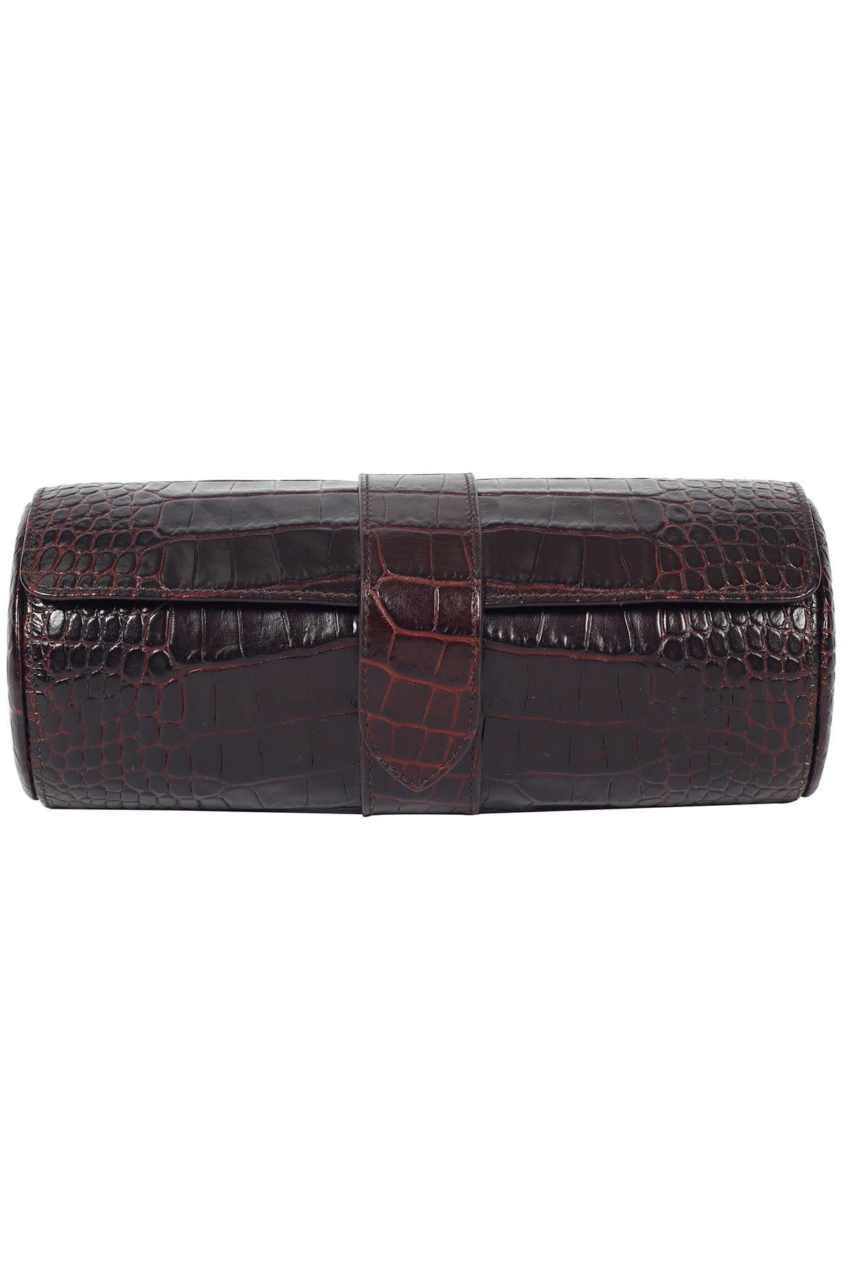 SMYTHSON OF BOND STREET CROC EFFECT LEATHER JEWELLERY CASE
