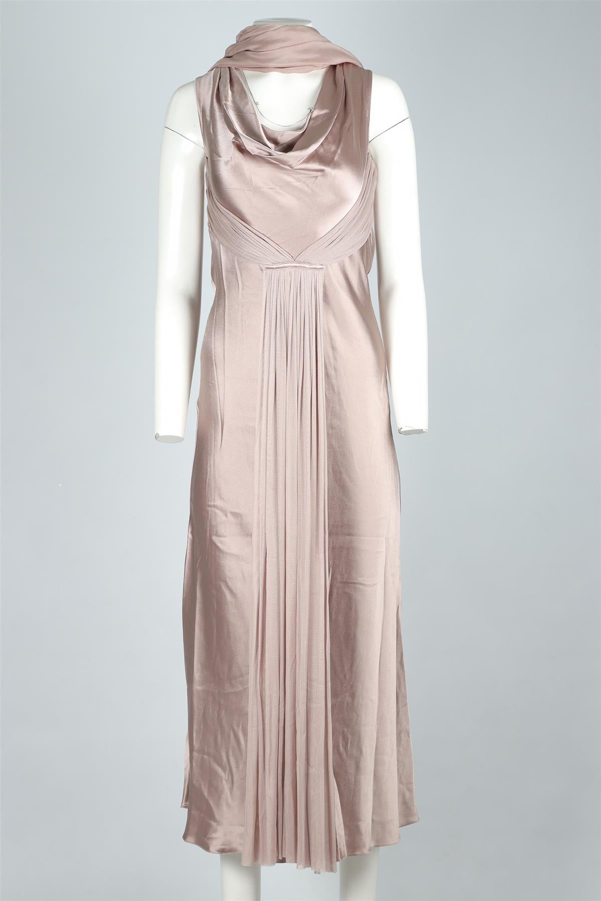 AMANDA WAKELEY GREY SILK MAXI DRESS AND SCARF UK 8