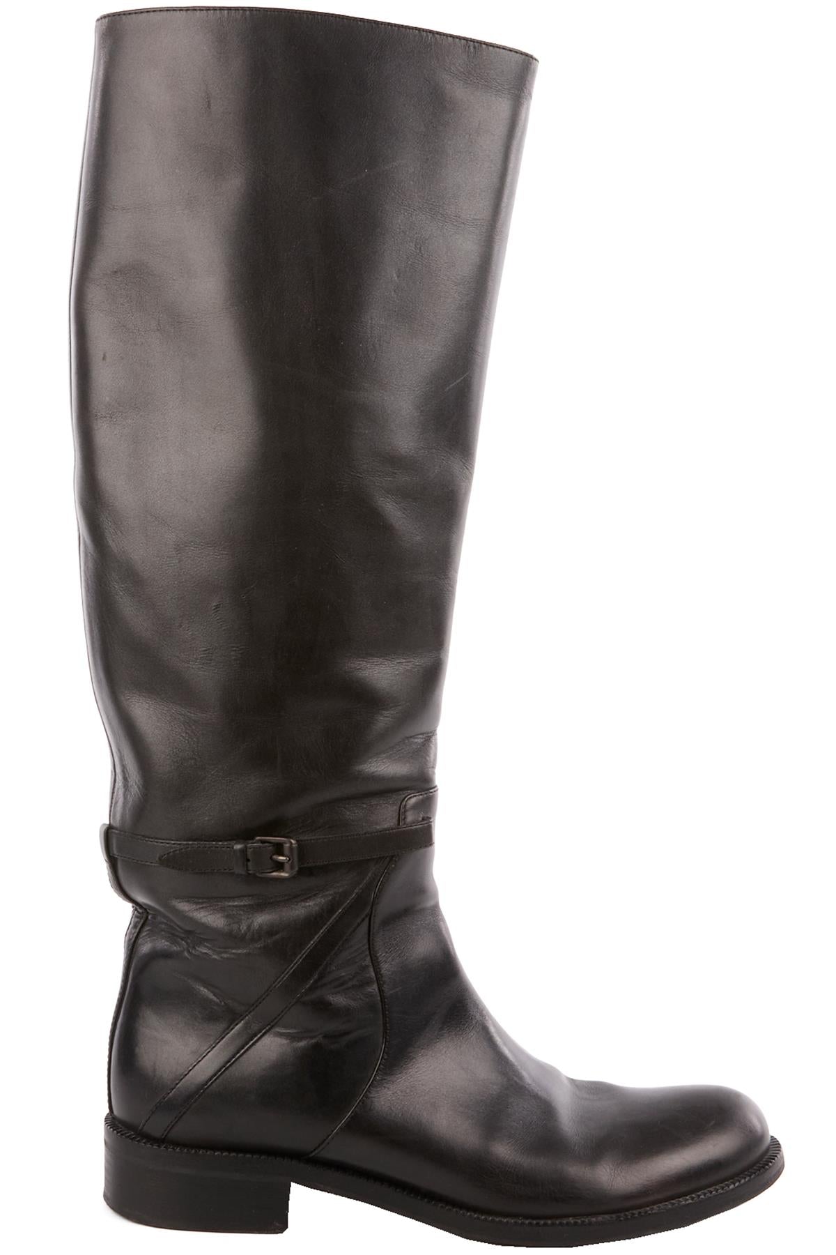 BOTTEGA VENETA BLACK LEATHER KNEE HIGH BOOTS EU 39.5 UK 6.5 US 9.5