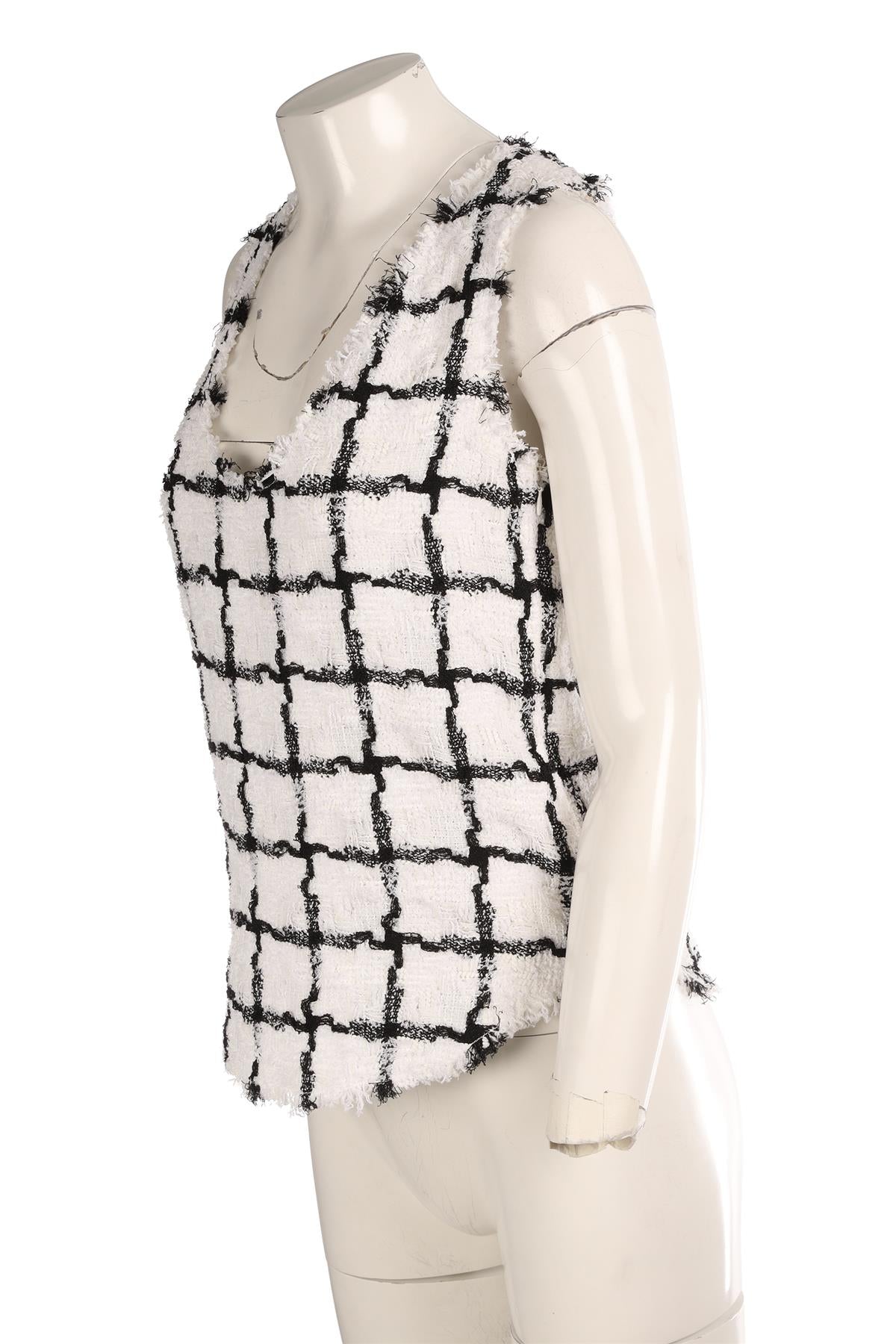 BALMAIN WHITE TWEED TOP FR 36 UK 8