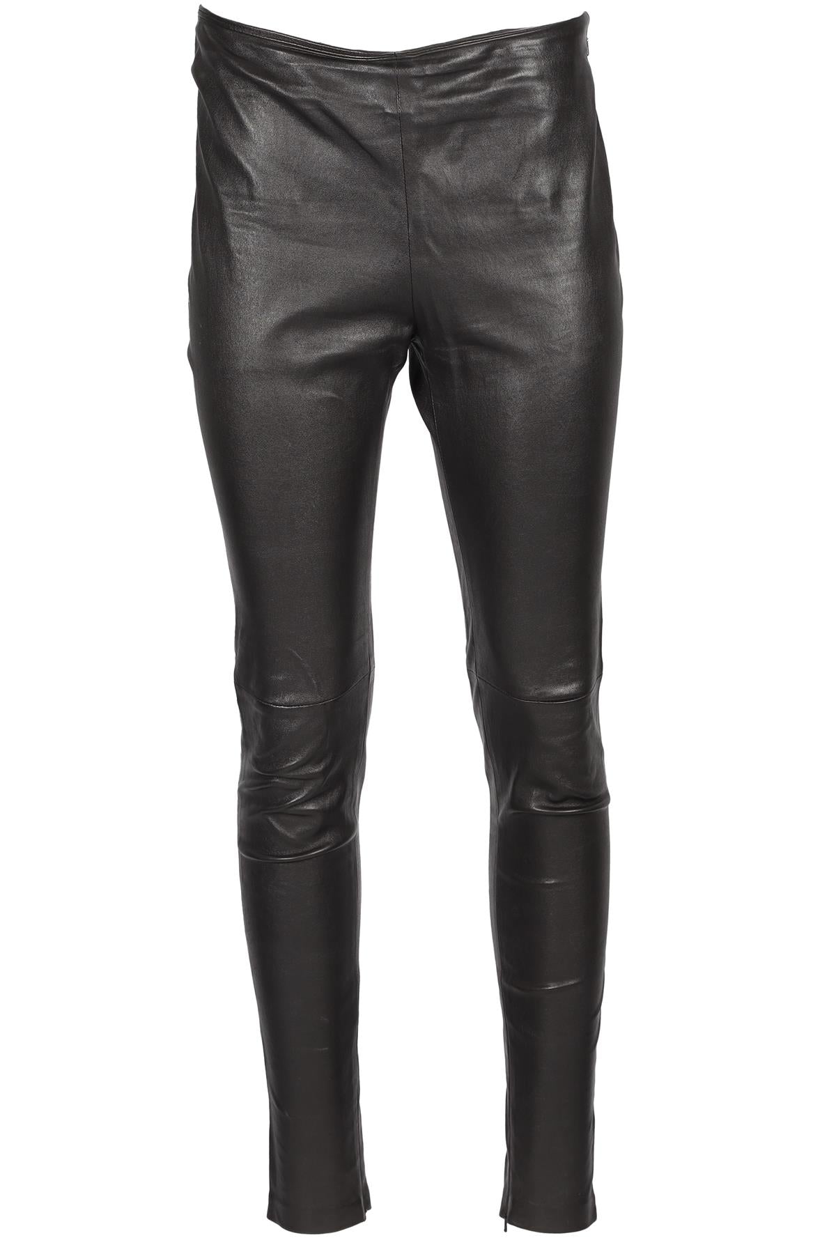 BALENCIAGA BLACK LEATHER SKINNY PANTS FR 42 UK 14