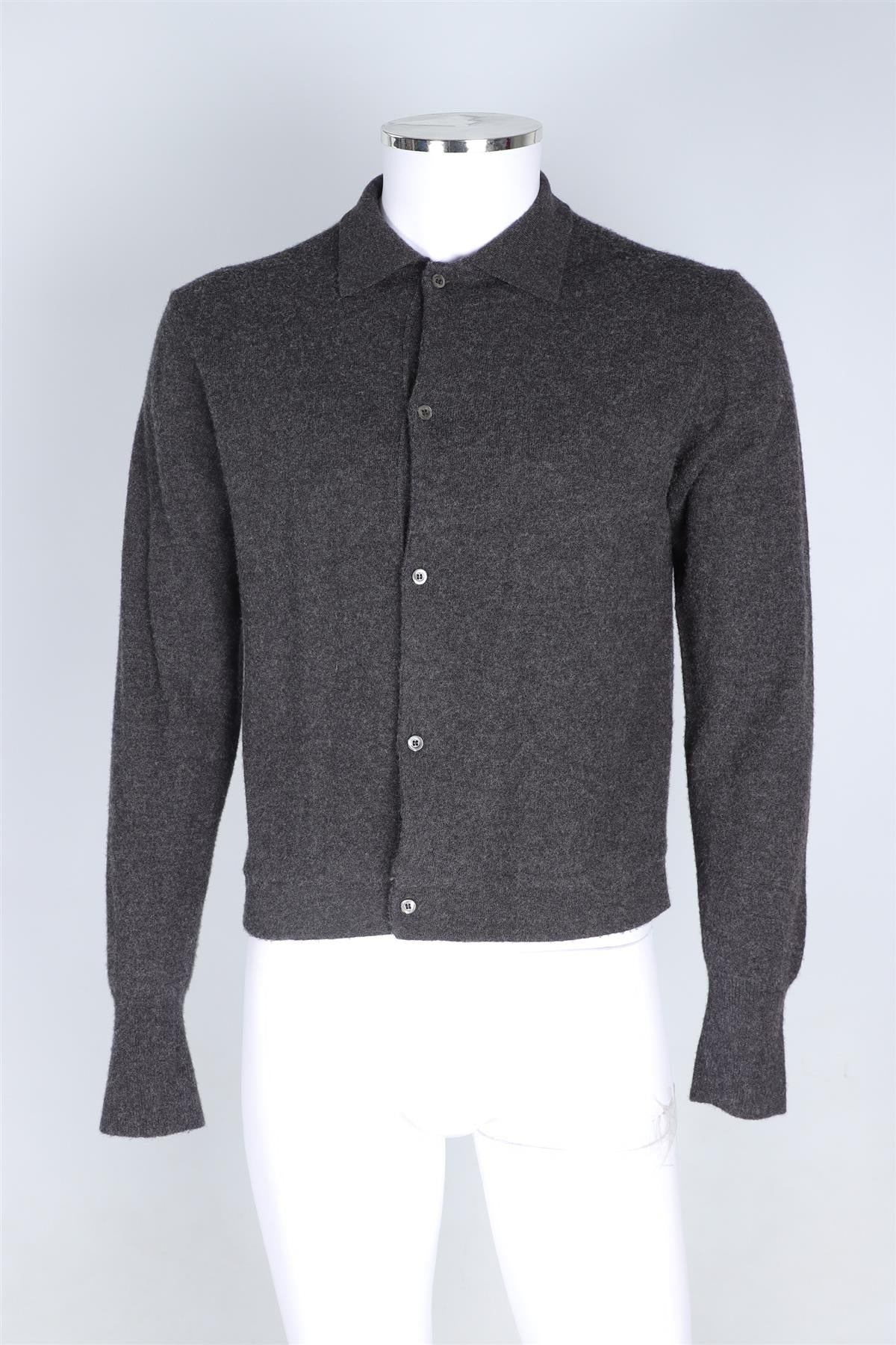 OFFICINE GENERALE GREY MEN'S WOOL CARDIGAN MEDIUM