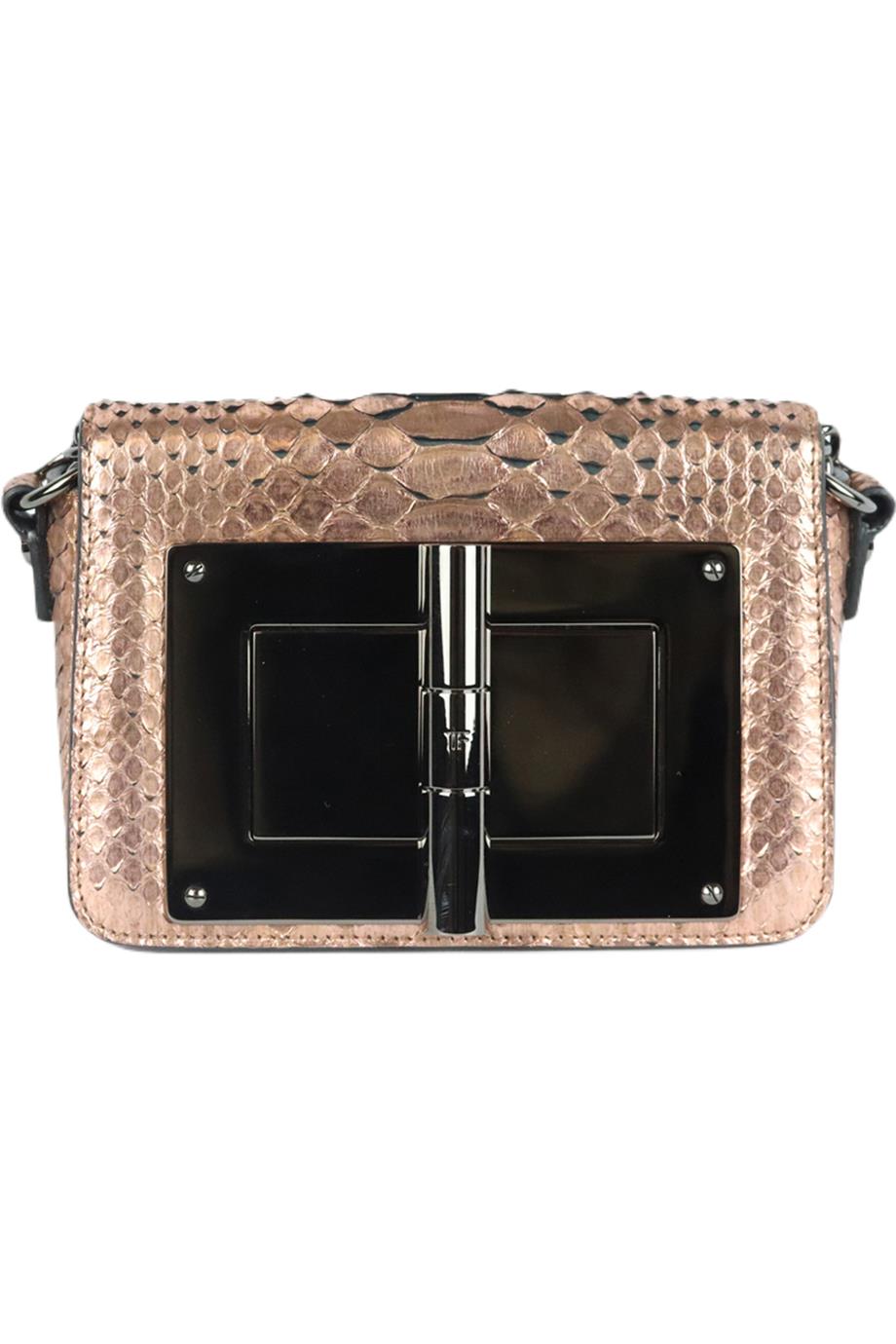 TOM FORD NATALIA SMALL METALLIC PYTHON SHOULDER BAG