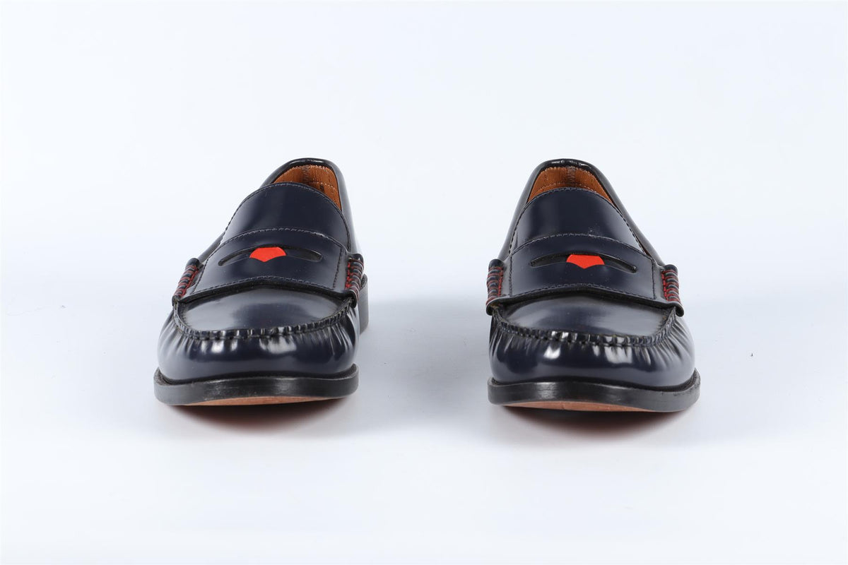 TOMMY HILFIGER X G.H.BASS NAVY MEN'S LEATHER LOAFERS EU 44 UK 9 US 10