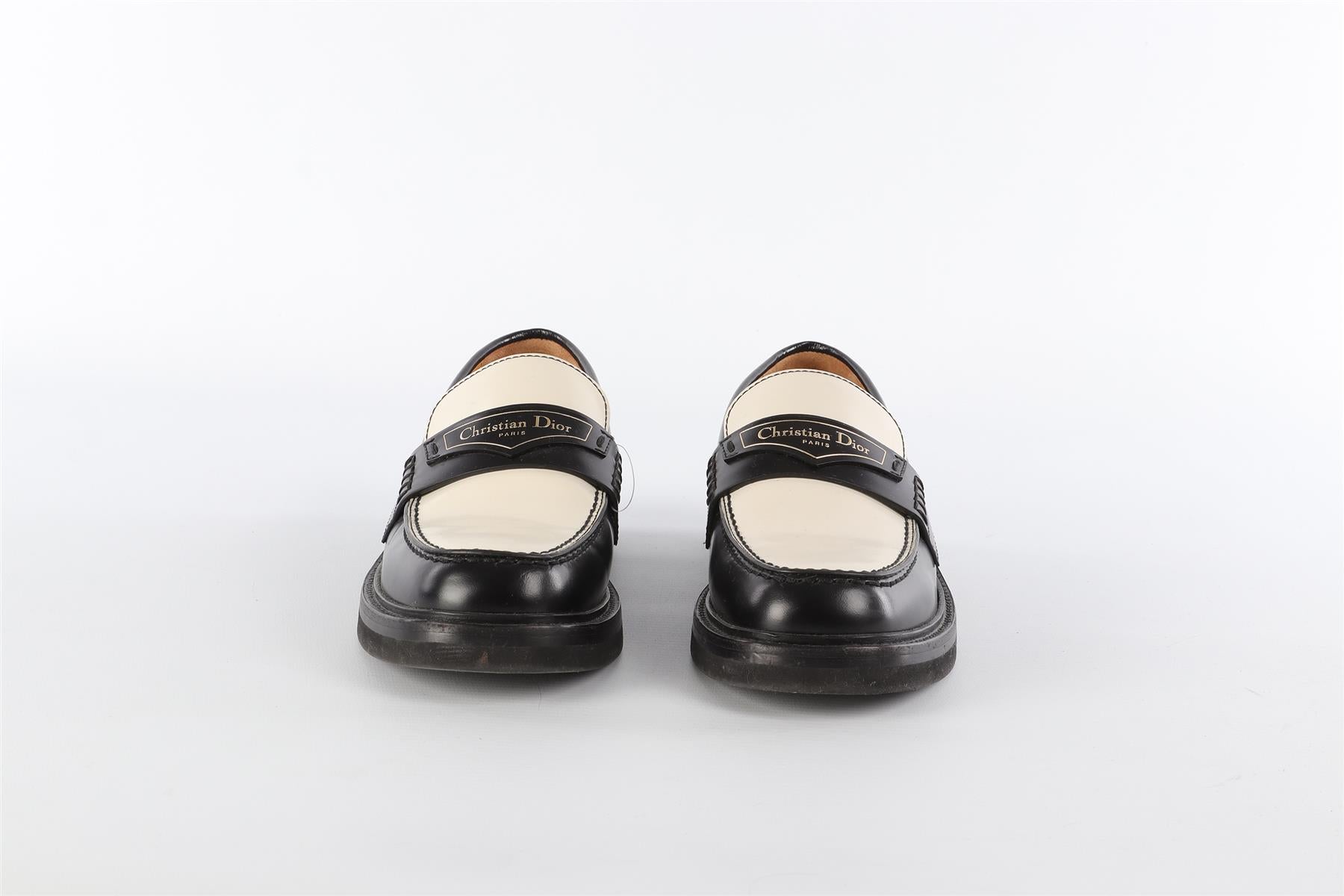 CHRISTIAN DIOR BLACK LEATHER LOAFERS EU 37 UK 4 US 6.5