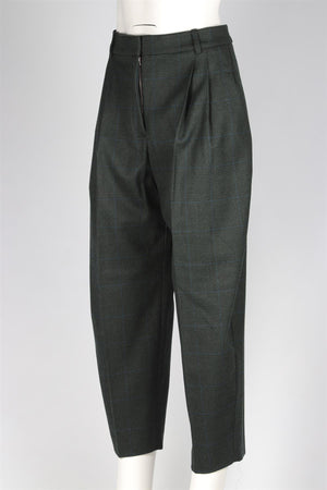 STELLA MCCARTNEY GREEN WOOL TAPERED PANTS IT 44 UK 12