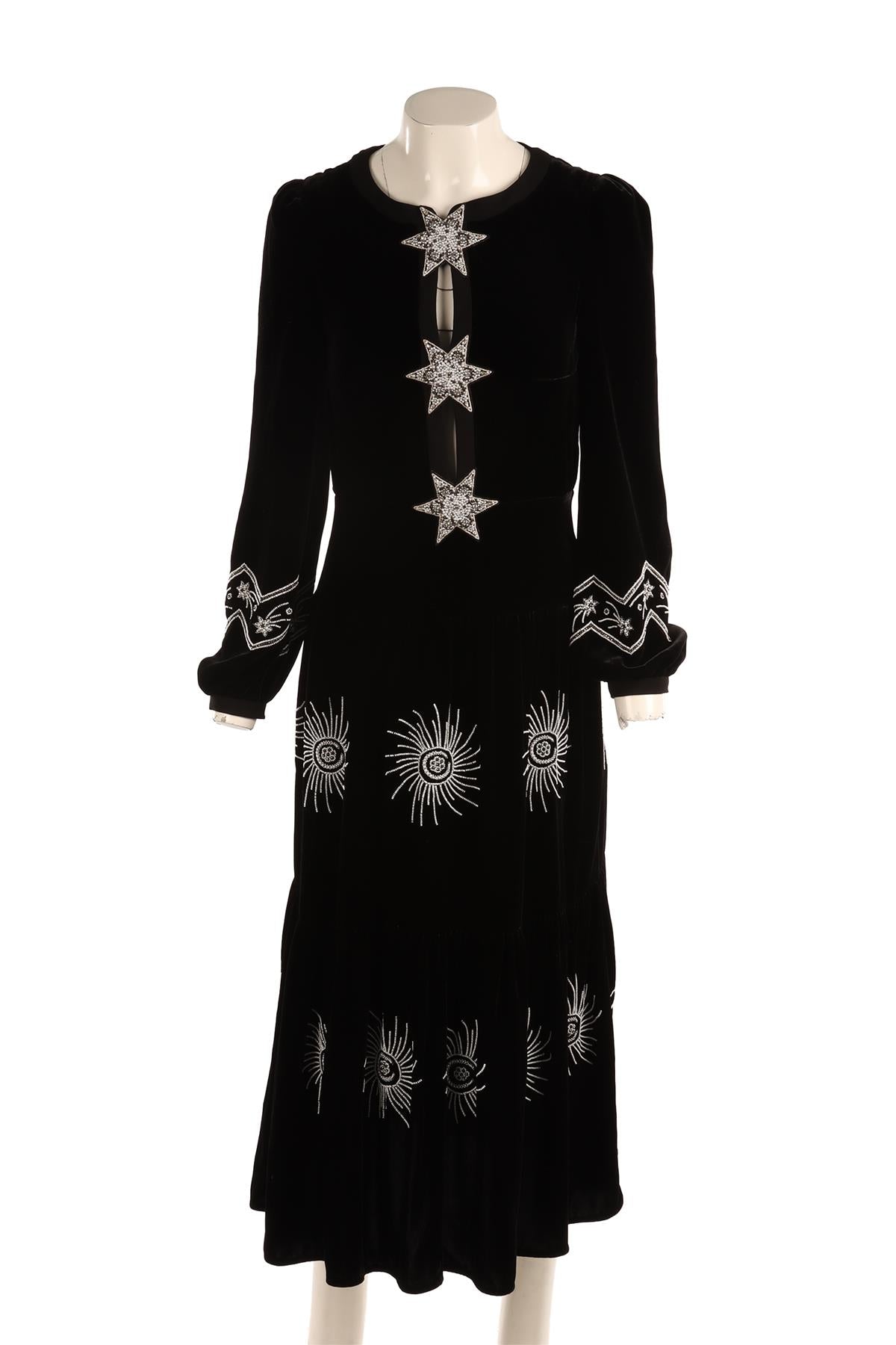SALONI BLACK VELVET MAXI DRESS UK 8