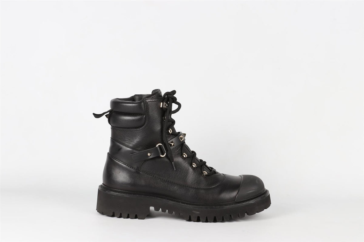 VALENTINO GARAVANI BLACK ROCKSTUD LEATHER ANKLE BOOTS EU 38 UK 5 US 8