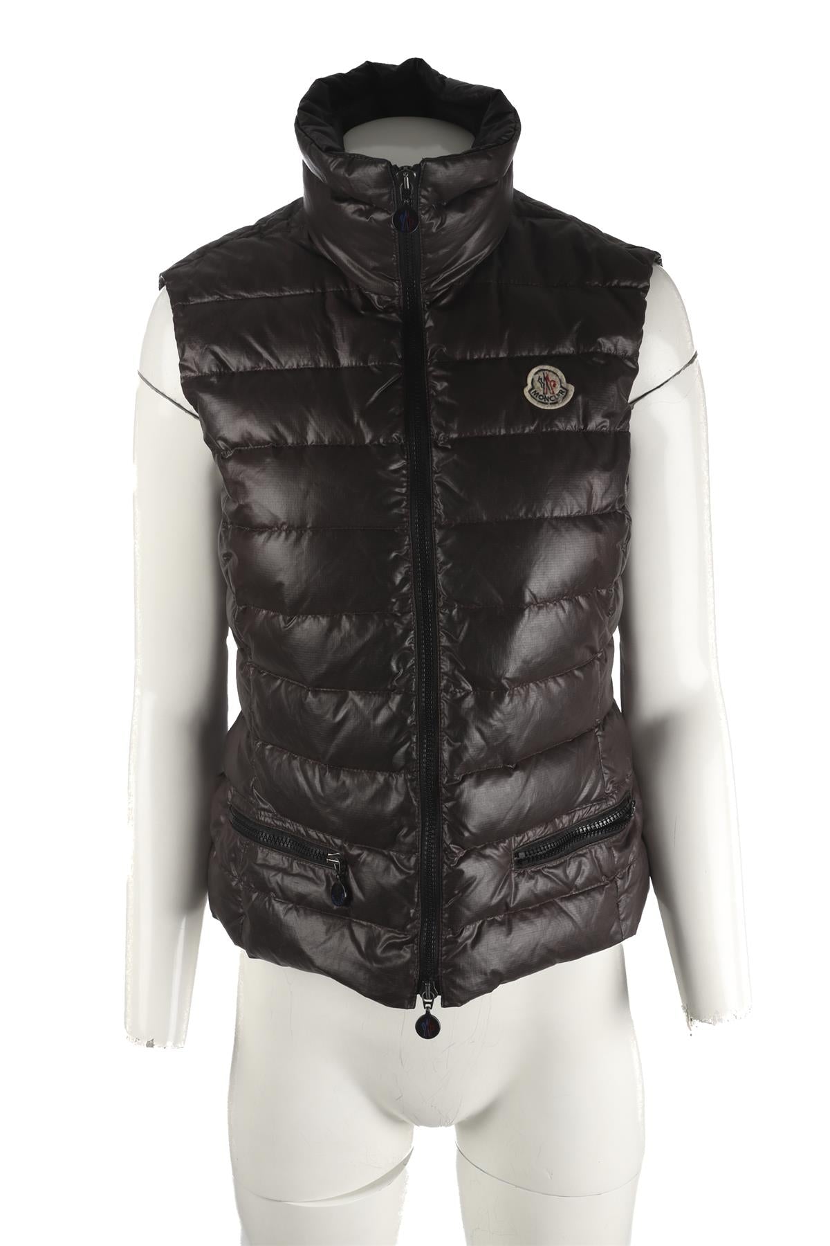 MONCLER GREY PADDED DOWN GILET UK 12