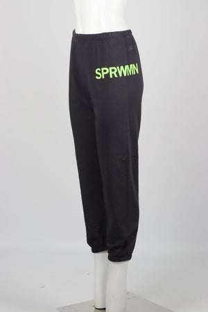 SPRWMN PRINTED COTTON JERSEY TRACK PANTS SMALL