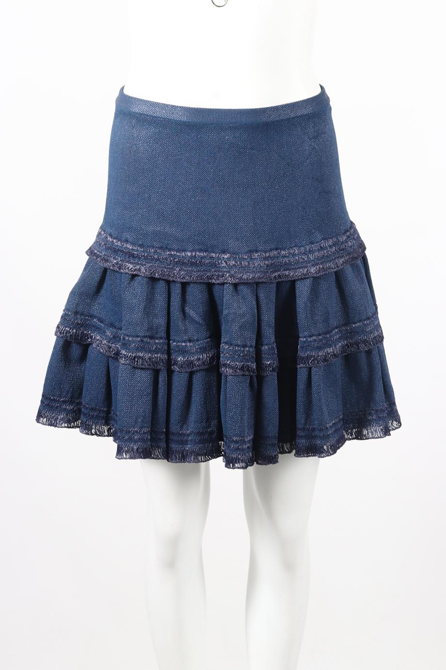 AZZEDINE ALAÏA JACQUARD KNIT MINI SKIRT FR 40 UK 12