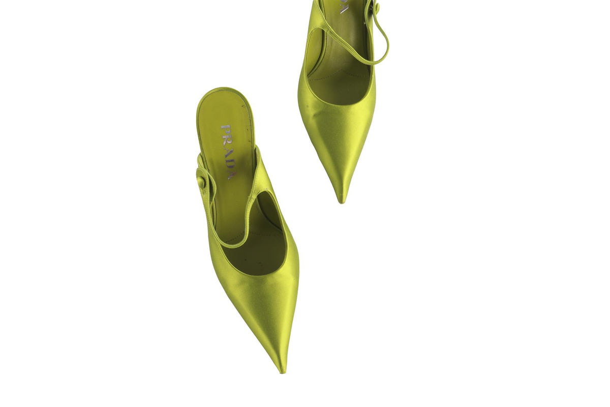 PRADA GREEN SATIN MULES EU 39 UK 6 US 9
