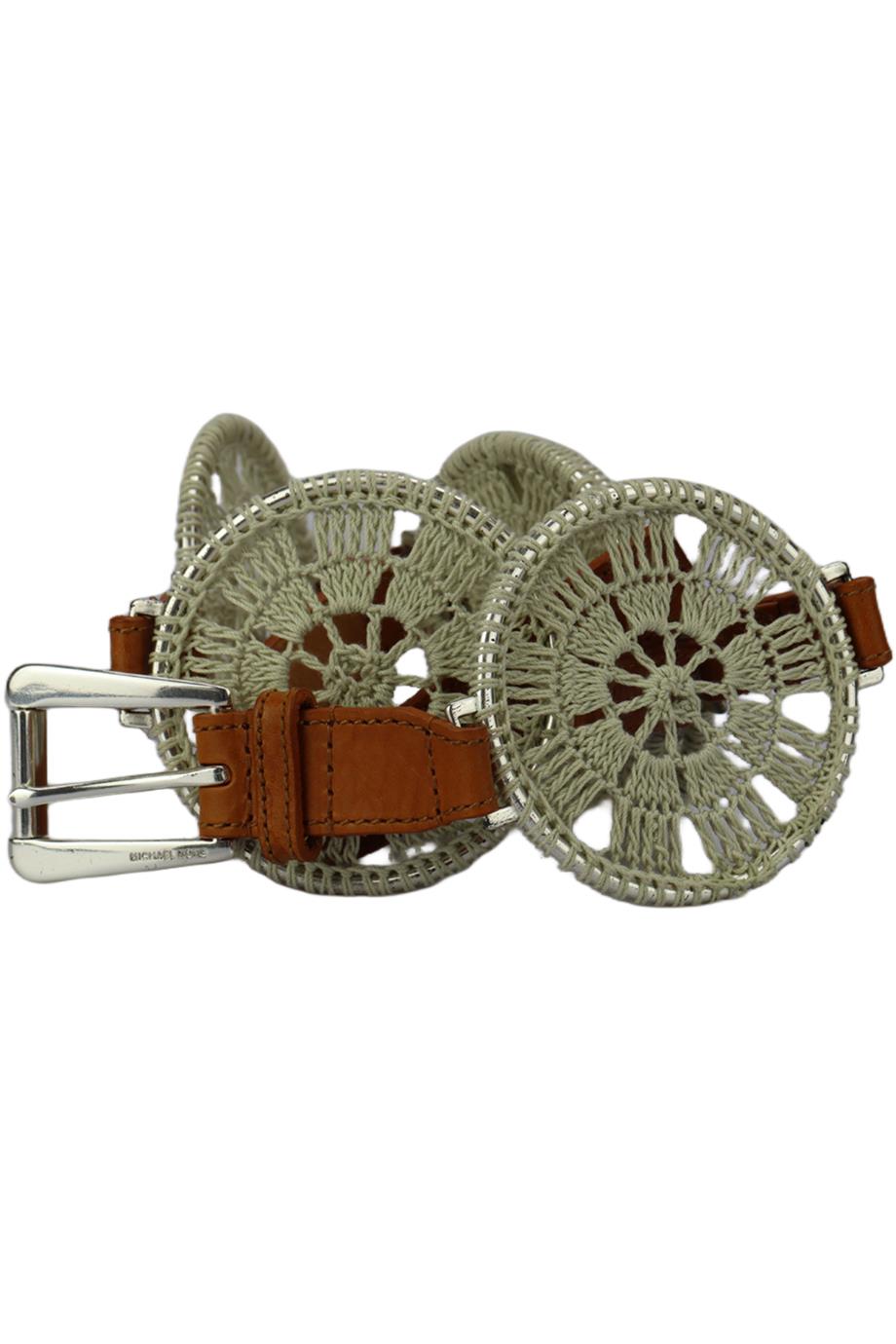 MICHAEL KORS CROCHET AND LEATHER BELT MEDIUM