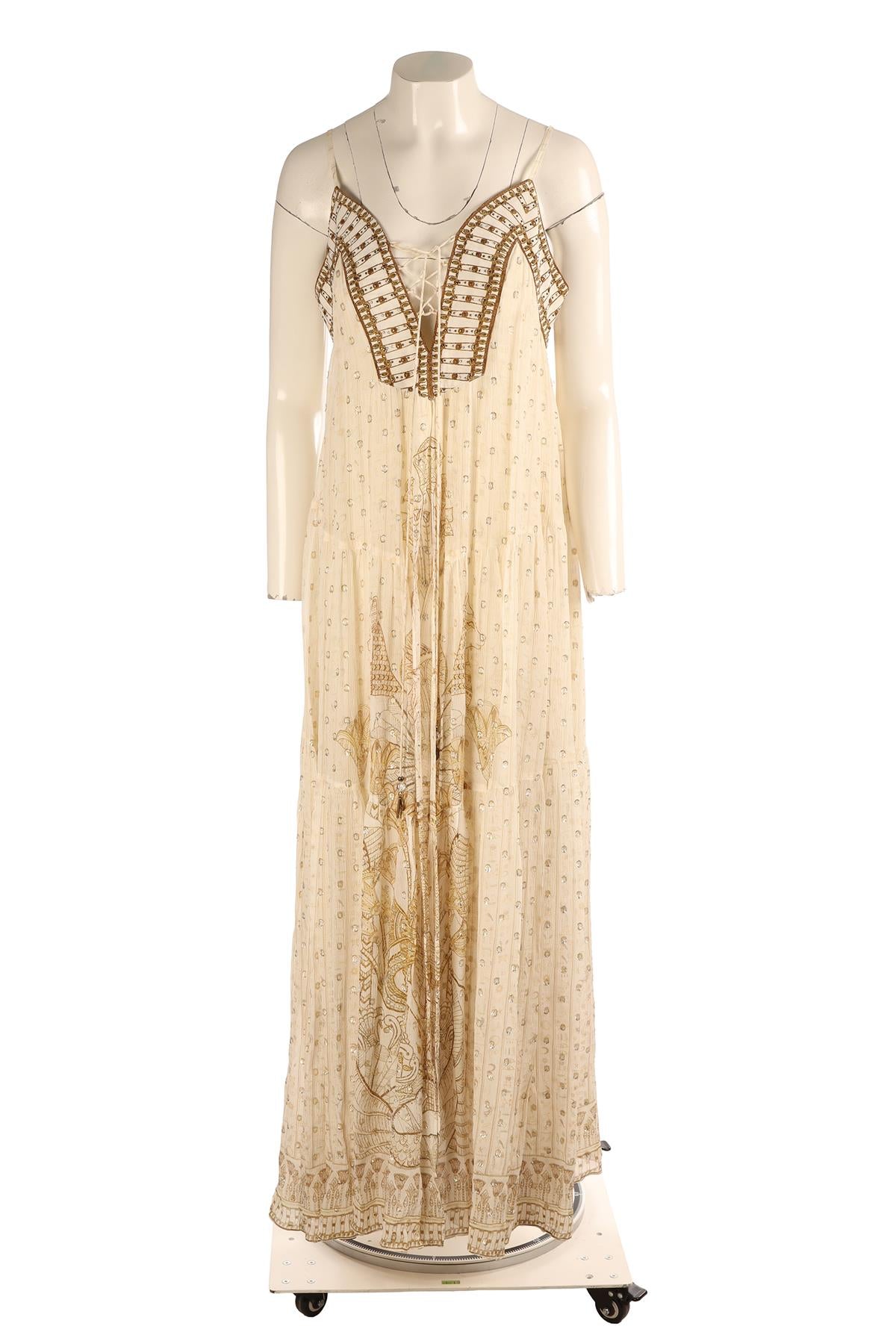 CAMILLA CREAM SILK MAXI DRESS SMALL