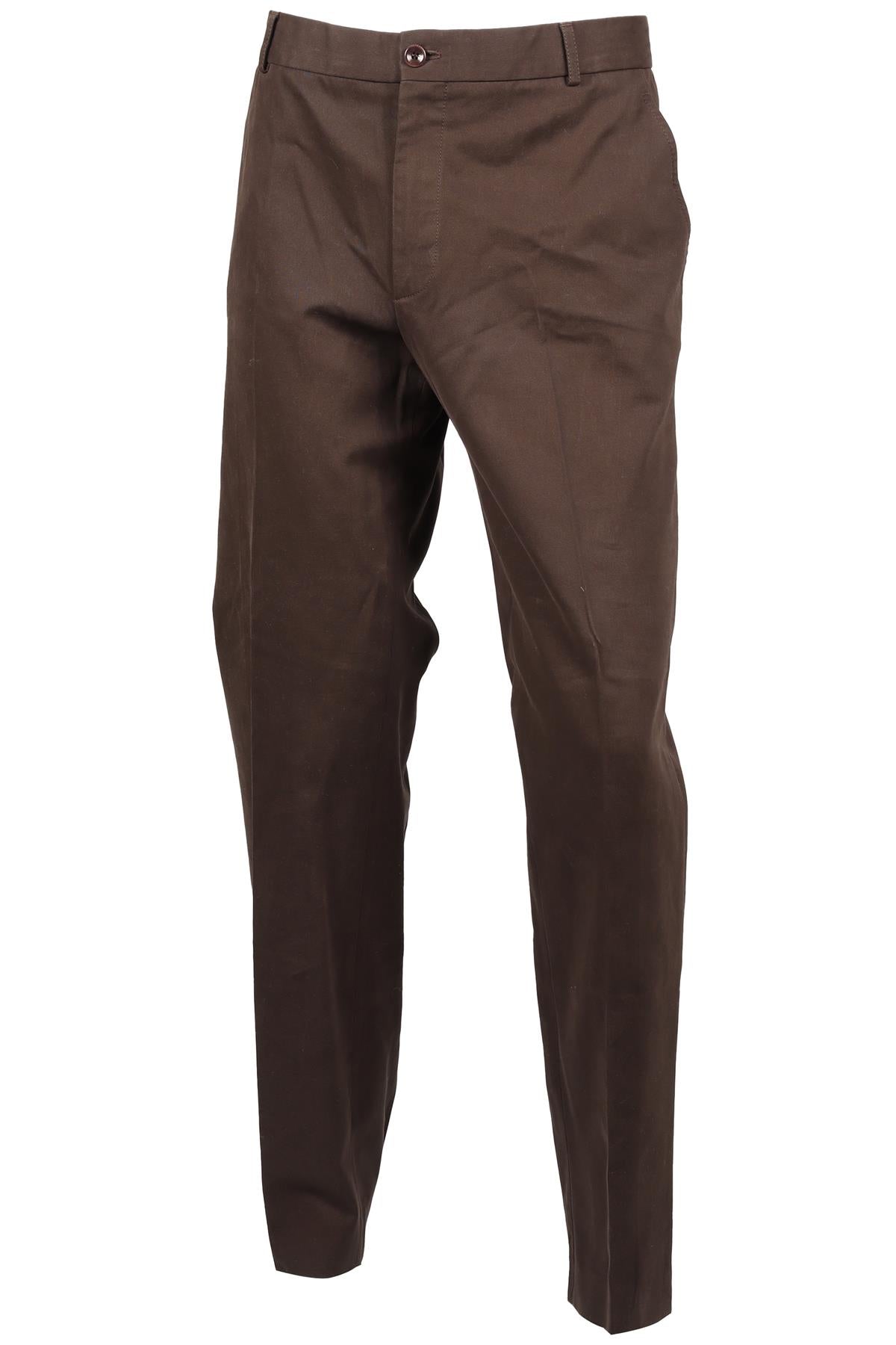 LORO PIANA BROWN MEN'S COTTON STRAIGHT LEG PANTS IT 54 UK/US WAIST 38