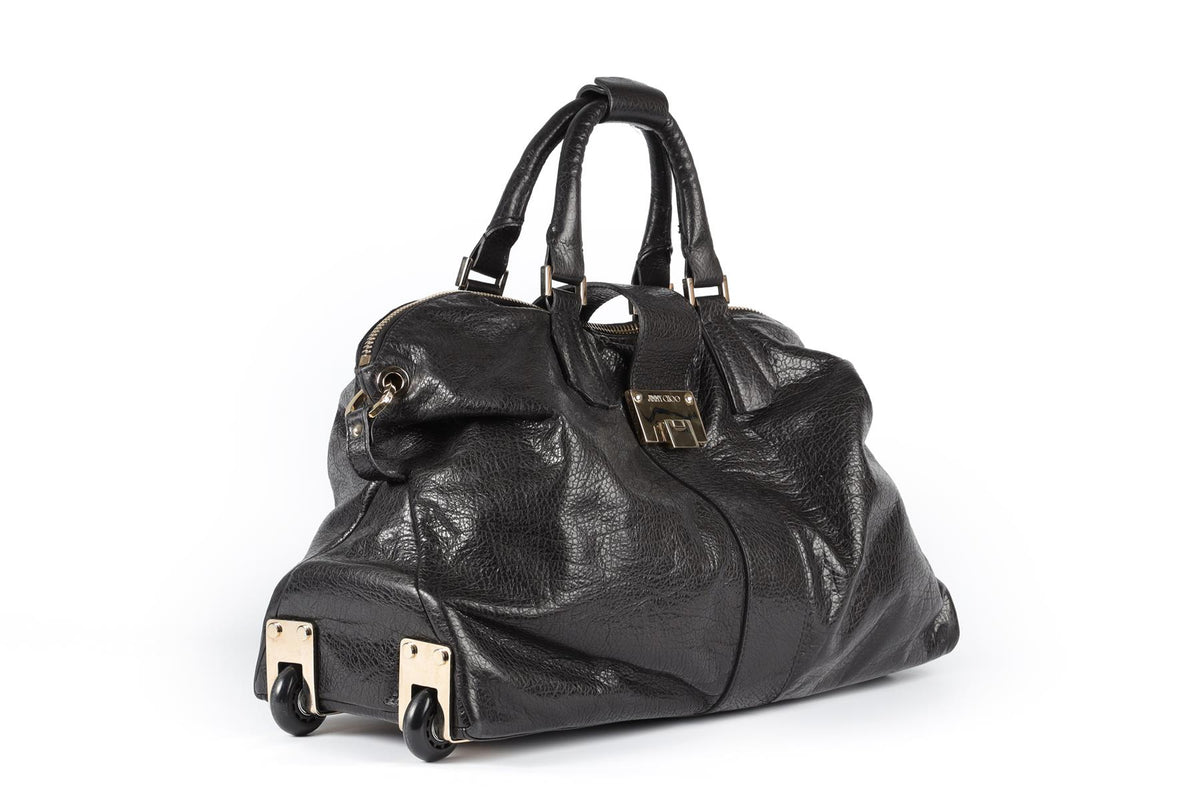 JIMMY CHOO BLACK RAPHAEL LEATHER SUITCASE