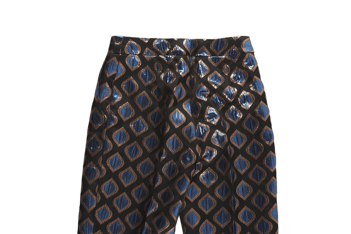 ETRO BLACK JACQUARD STRAIGHT LEG PANTS IT 36 UK 4