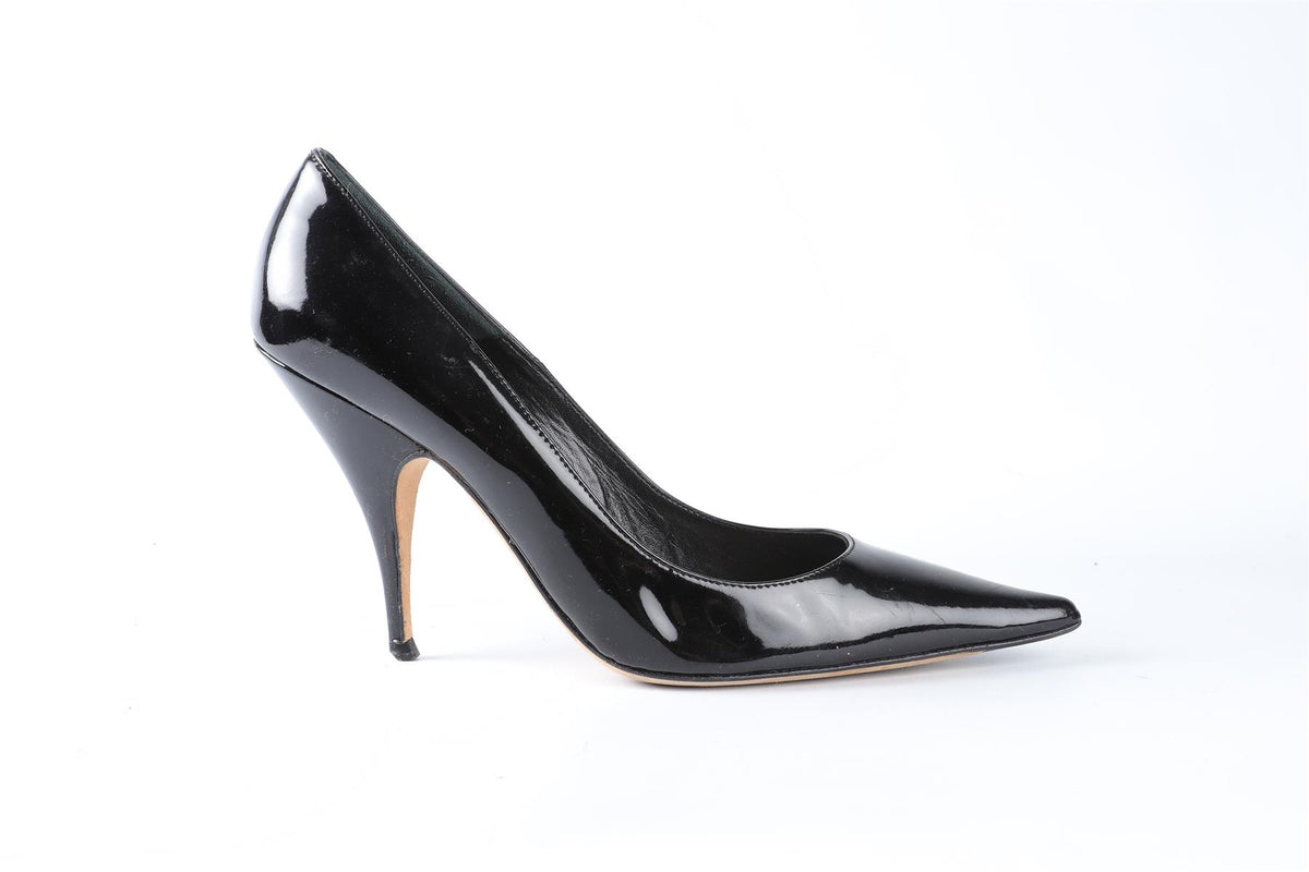 CHRISTIAN DIOR BLACK PATENT LEATHER PUMPS EU 37.5 UK 4.5 US 7.5