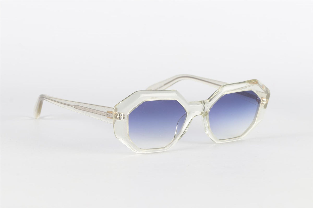GARRETT LEIGHT CLEAR HEXAGON FRAME ACETATE SUNGLASSES