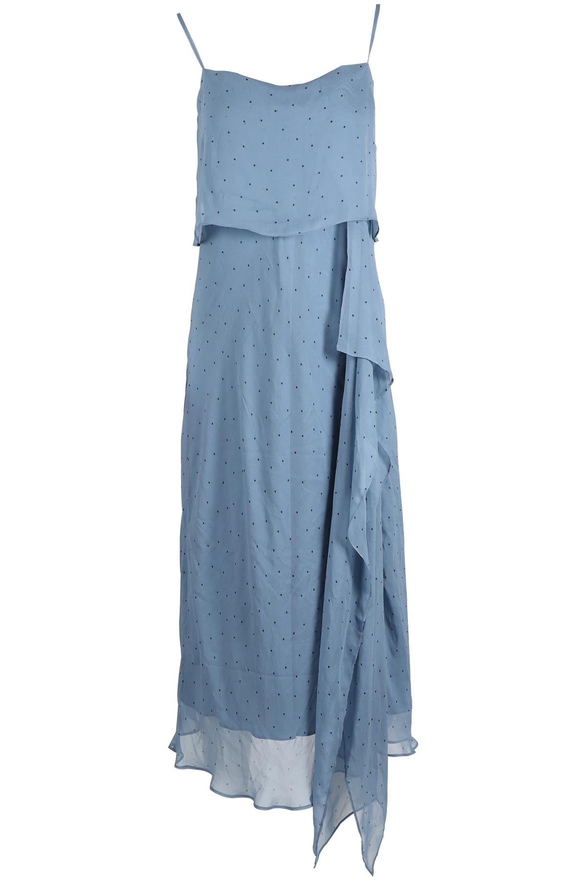 MICHELLE MASON BLUE SILK MAXI DRESS LARGE