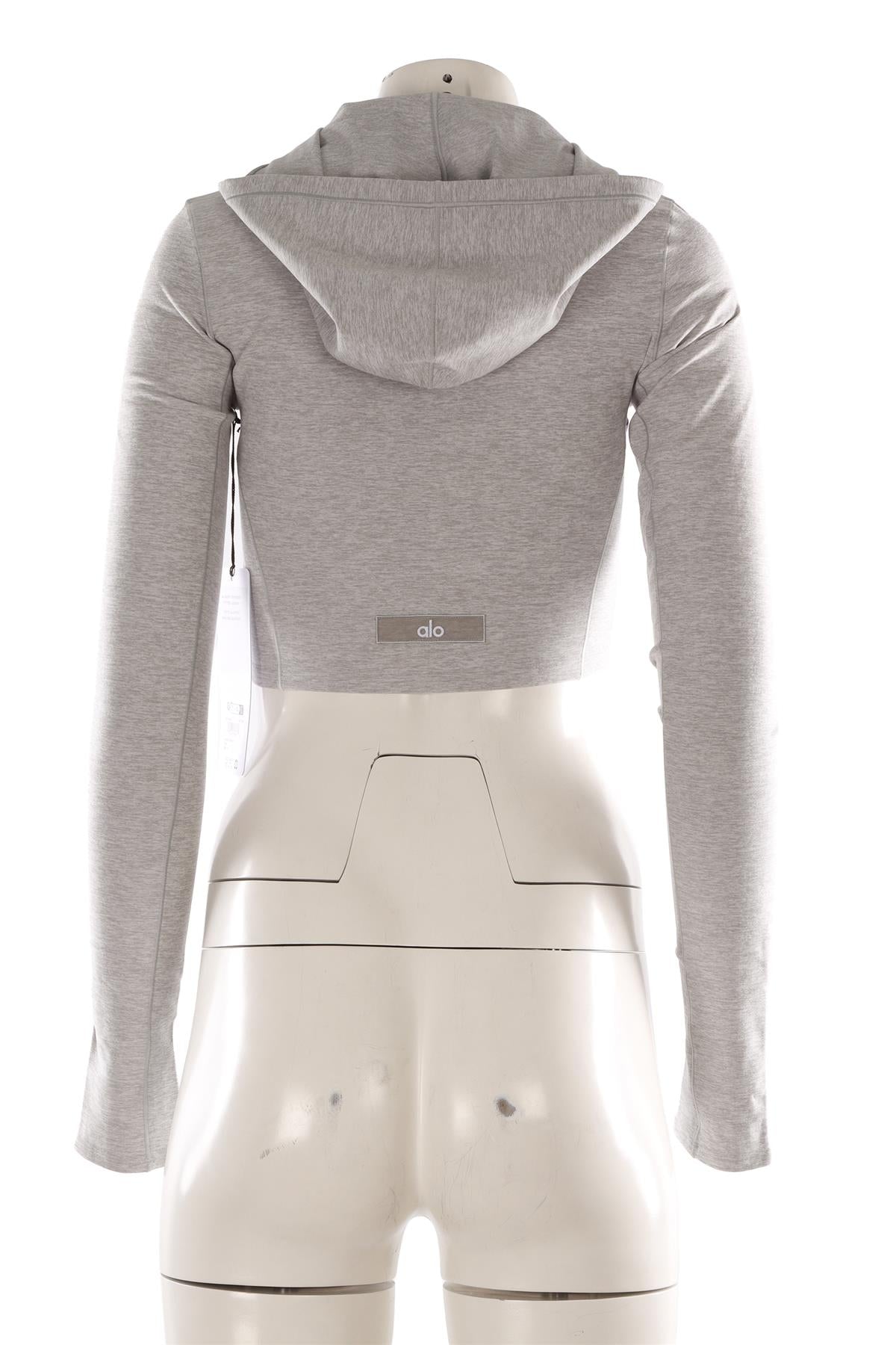 ALO GREY SPANDEX HOODIE SMALL