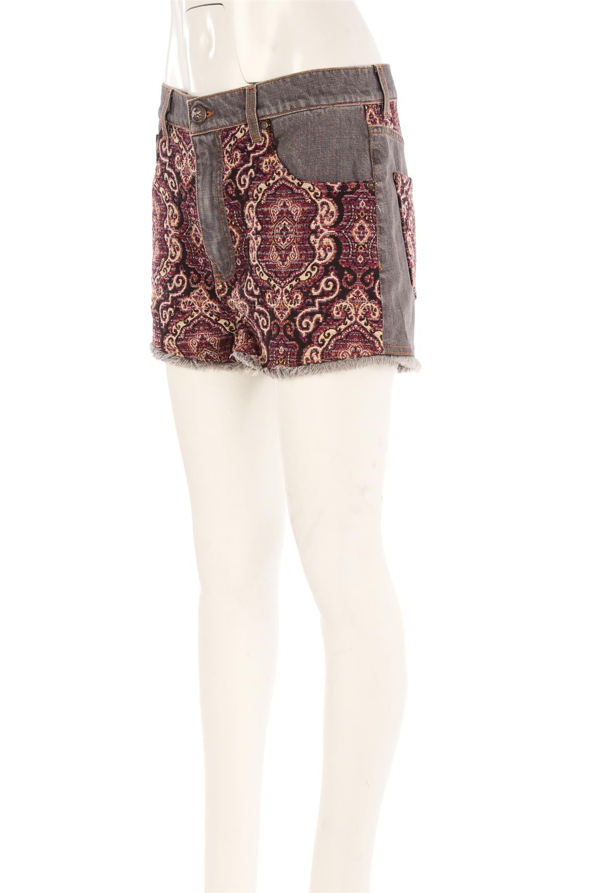ETRO GREY HIGH RISE DENIM SHORTS W29 UK 10-12