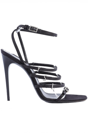 SAINT LAURENT BLACK JERRY SATIN SANDALS EU 39 UK 6 US 9