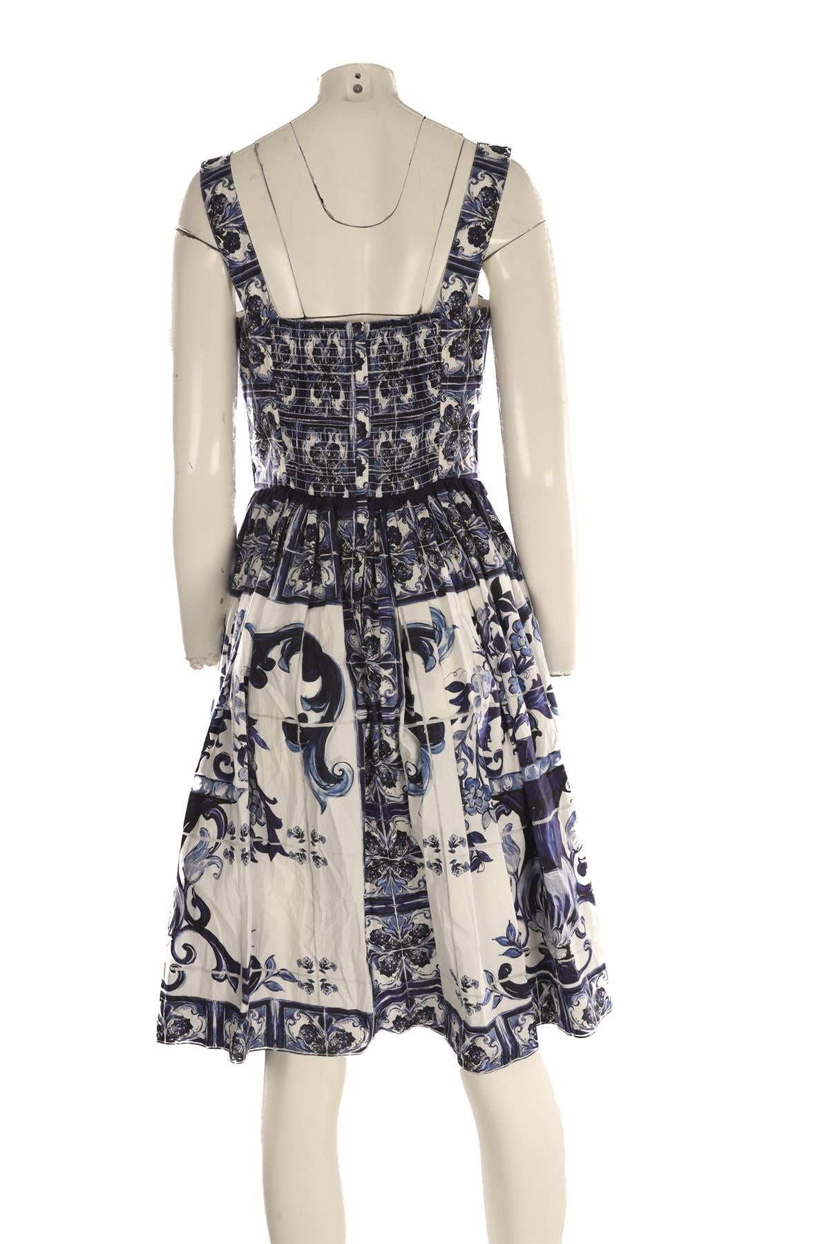 DOLCE & GABBANA BLUE COTTON MIDI DRESS IT 44 UK 12