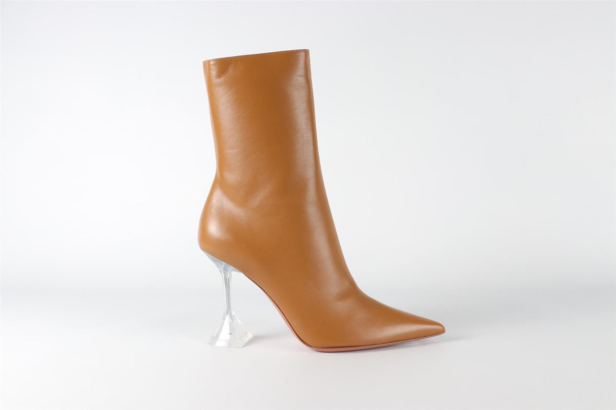 AMINA MUADDI BROWN GIORGIA LEATHER ANKLE BOOTS EU 37.5 UK 4.5 US 7.5