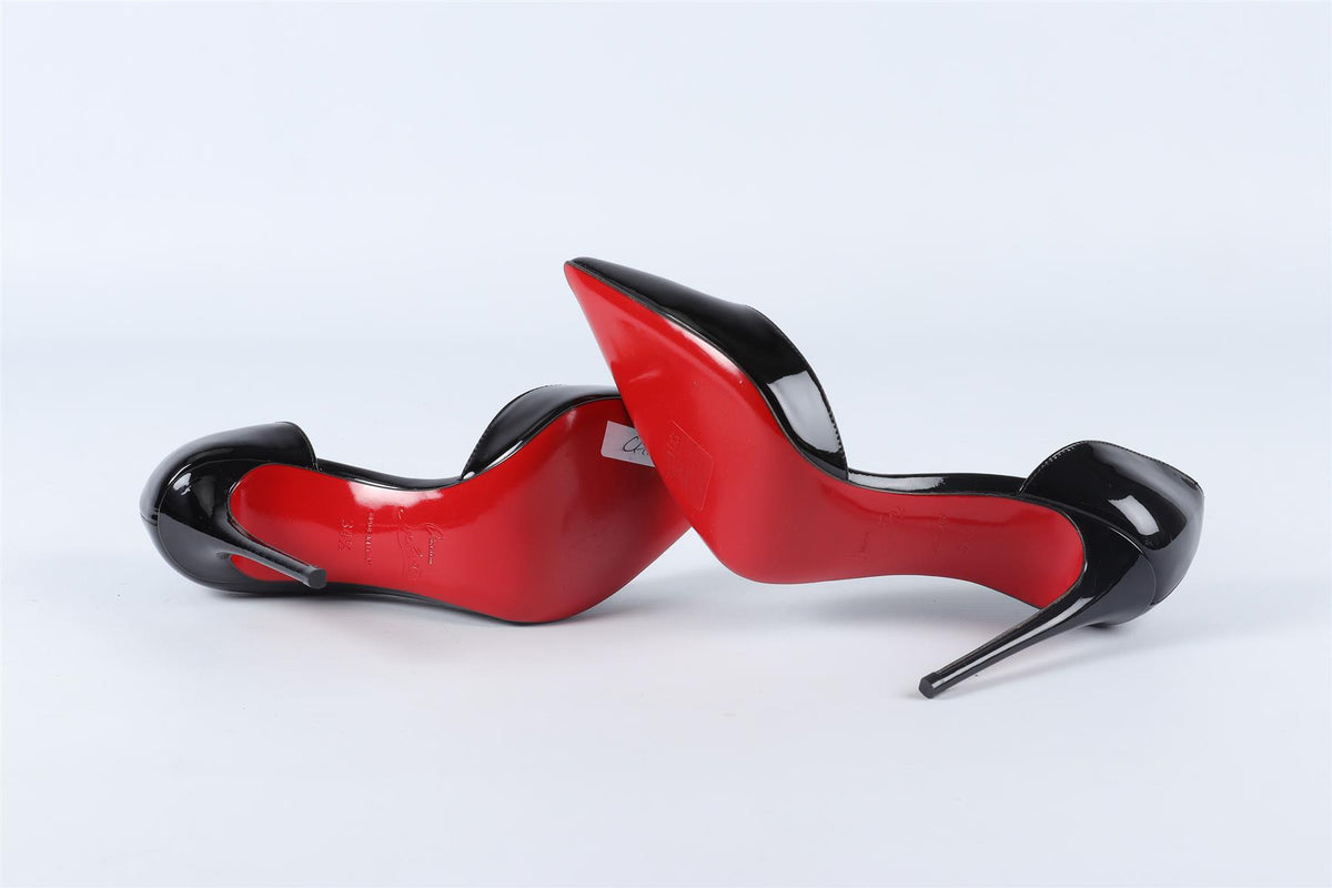CHRISTIAN LOUBOUTIN BLACK PATENT LEATHER PUMPS EU 34.5 UK 1.5 US 4.5