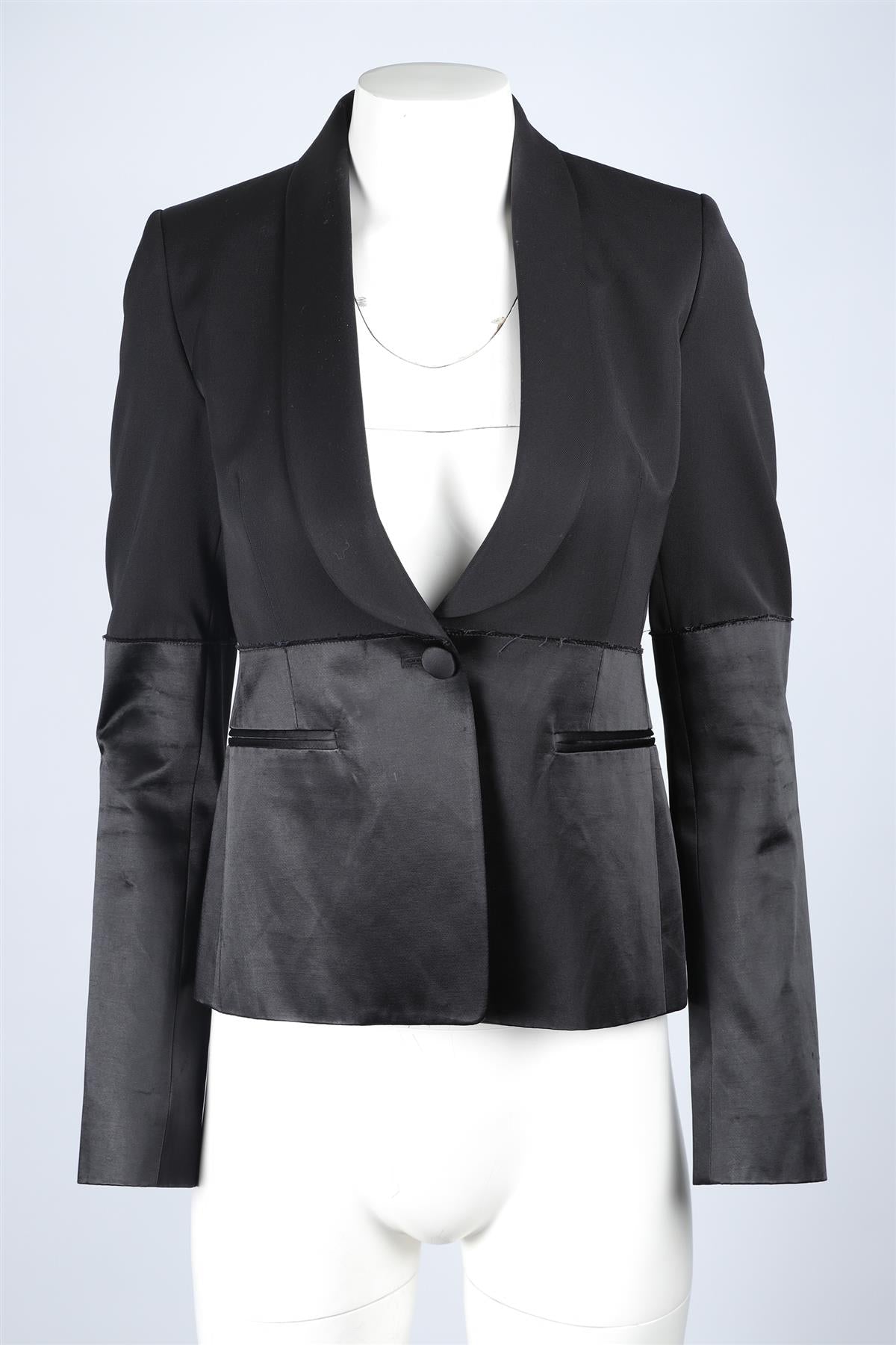 MAISON MARGIELA BLACK SATIN BLAZER IT 40 UK 8