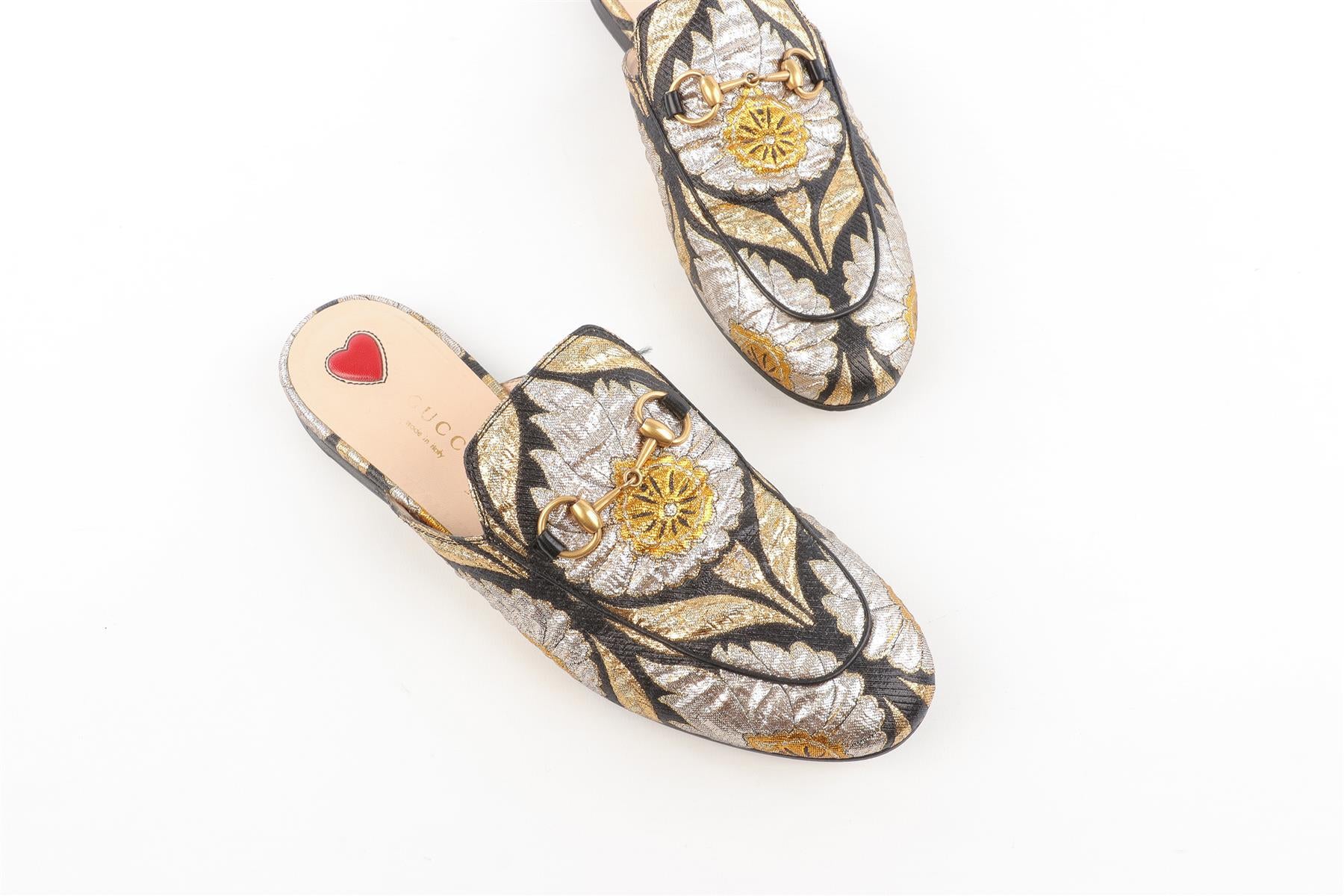 GUCCI BLACK PRINCETOWN FABRIC SLIPPERS EU 37 UK 4 US 7