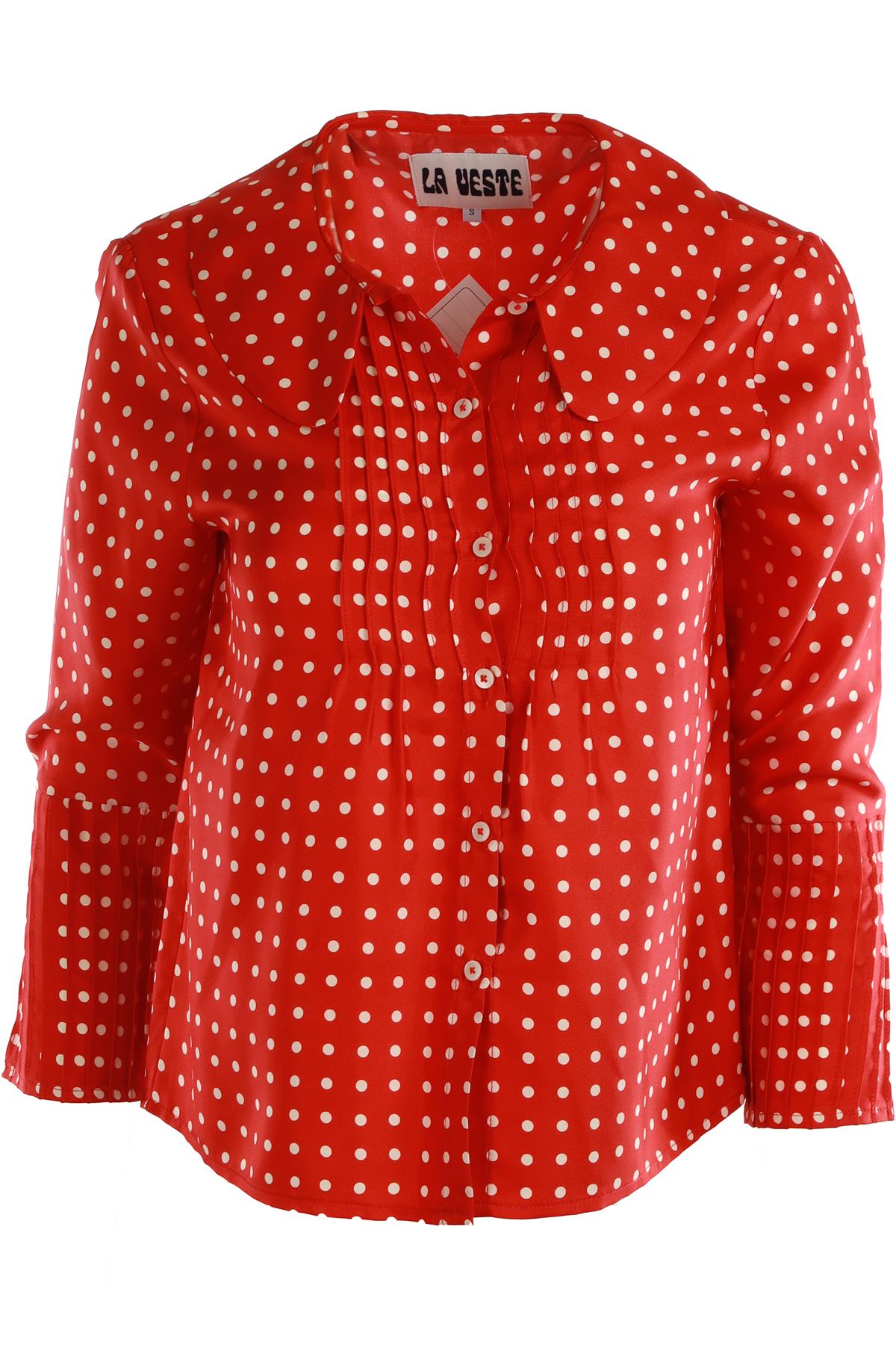 LA VESTE RED SILK SHIRT SMALL